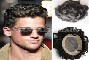 100 unità di capelli umani stock parrucchino da uomo colore nero sostituzione dei capelli ondulati sciolti per uomo 5481688