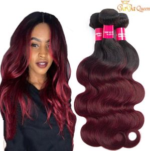 Brazilian Ombre Hair 1B99J Body Wave 3 Bundles Unprocessed Grade 8A Burgundy Wine Red Ombre Human Hair Weaves Extensions Length 122054952