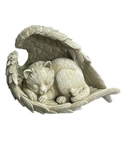 Decorações de jardim dormindo anjo escultura presente com asas pet memorial estátua resina casa cão gato decoração marcador ao ar livre filhote de cachorro8236521