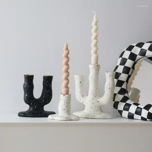 Candle Holders Ink Dot Resin Candlestick Pography Table Stand Exquisite Nordic Home Decor