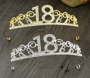 Gold Silber 18 Jahre alt Geburtstag Party Krone Neuankömmling Prinzessin Tiara Mädchen Glitzer Funkeln Niedliche Stirnbänder Haarschmuck3867402