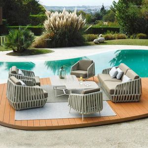 Camp Furniture Outdoor Single Sofas Courtyard Garden Villa Balcony Coffee Shop Lounge Chair Simple El Club Restaurant Leisure Sofa