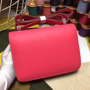 Borsa di design borse di lusso da 23 cm Stume da tracolla borse aeroportuale per donne Epsom in pelle fatta a mano cucitura arancione rosa caldo marrone molti colori consegna veloce