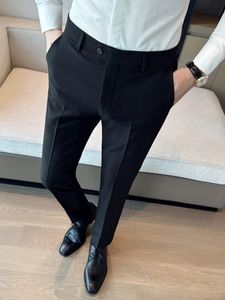 2024 Spring Autumn Business Dress Pants Men Slim Fit Casual Office Social Suit Pants Solid Color Versatile Trousers Men Clothing