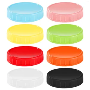 Storage Bottles 8pcs Mason Jar Lids Coffee Wide Mouth Different Colors Drink Replacement Parts Home Secure Leak Proof PP Juice Round Store