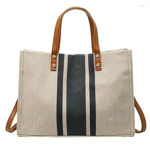 Сумки на плечо, женский портфель в корейском стиле, профессиональная холщовая сумка в полоску в минималистском стиле на одно плечо, большая вместительная холщовая сумка