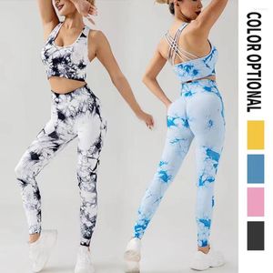 Women's Leggings High Quality Sportswear 2 Piece Tie Dye Yoag Sets Women Workout Clothing Yoga Set Wear