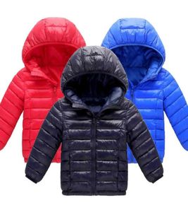Luz de inverno kids039s jaqueta com capuz roupas infantis menino menina cor sólida quente 90 pato branco jaqueta 114 anos autu6452741