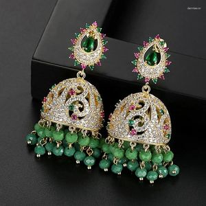 Dangle Earrings Vintage Crystal Rhinestone Zircon Beads Tasse; Bell Drop Women Bridal Wedding Jhumka Jhumki Retro Gypsy Ethnic