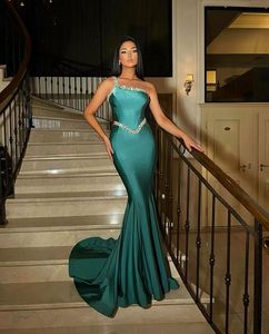 Sexy Green Crystals Mermaid Sheath Party Prom Gowns 2024 New One Shoulder Appligues Evening Dresses Formal Occassion Wear Custom