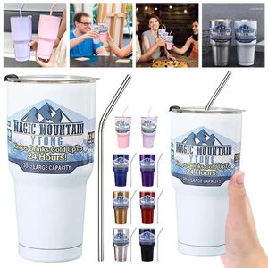 Su Şişeleri 30oz Kahve Kupa Paslanmaz Çelik Yalıtımlı Şişe Soğuk İçecek Tumbler Samanlı Spor Egzersizi için Uzun Kalıcı