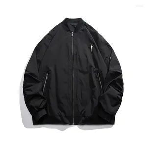 Jaquetas masculinas Outono Moda Bomber Jaqueta Homens Oversized Outerwear Preto Vermelho Impermeável Windbreaker Sólido Mens Casacos de Beisebol