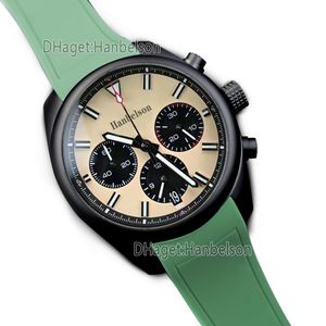 Beige Watch Mens Japan Quartz Movement Sports Armswatch Roting Bezel Chronograph Timepiece Nylon Strap Black Case Clock 45mm