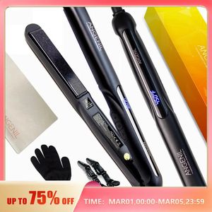 ANGENIL Argan Oil Flat Iron Hair Straightener and Curler 2 in 1 Portable Travel Hair Straightening Curling Iron for Women Gift 240306