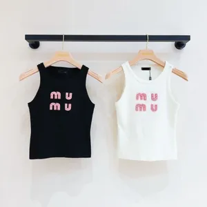 High luxury version of MM source standard spring and summer new heavy industry diamond letter knitted camisole slim slimming bottoming top