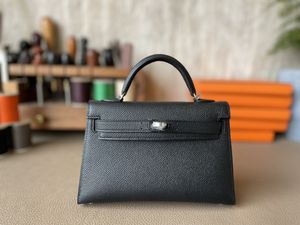 Designer Purse Fashion Shoulder Bag Luxury Handbag Black Mini Purse 19.5cm Blue Color Epsom Leather Handmade Stitching Snabb leverans