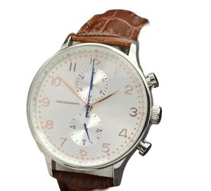 U1 Top-grade AAA New Watch Chronograph Sports Battery Power Limited Silver Dial Quartz Professional Folding clasp Men Watches Brown Leather Strap Wristwatches