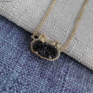 Yqts Pendant Necklaces Kendrascotts Designer Jewelry Kendras Scotts Necklace Elisa Fashion Geometric Oval Small Cat Ears Cool Black Crystal Tooth Collar Cha