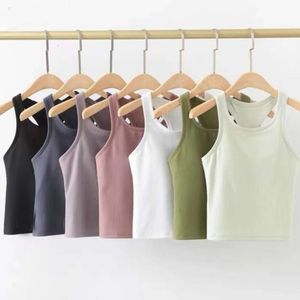 Lu Ebb Yoga Bra Womens Tank Top Slim Lu Sleeveless Luluemon Yoga Outfits Shirt Borsted Women Workout Sports med vadderad behå