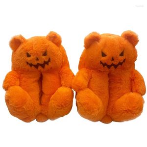 2024 Slipper Womens Halloween Bear Slippers Söta hushåll inomhus förtjockad varm plysch icke-halk vintergåvor för damer flickor bästa kvalitet