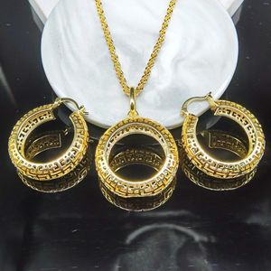 Necklace Earrings Set Wholesale 18K Gold Plated Wedding Brass Copper Jewellery Jewelry And Earring