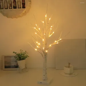 Bordslampor Dekorativ Birch Tree Lamp Warm Light Night 24Led Creative Lighting for Christmas Party Decoration
