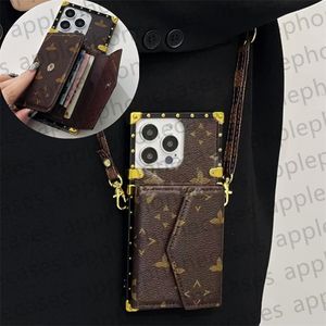 Wallet Crossbody Phone Case Designer för iPhone 15 Pro Max Case Card Holder Apple iPhone 14 13 12 11 Pro Max XR XS Max 15 Plus Samsung Galaxy S24 Ultra S23 Plus S22 S21 Case