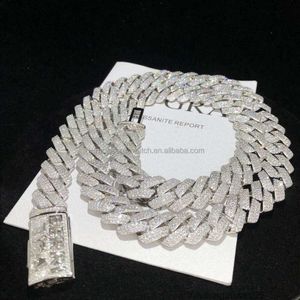 Custom Hip Hop Jewelry Vvs1 Iced Out Cuban Chain 925 Silver 15mm 14mm 12mm Diamond Cuban Chain