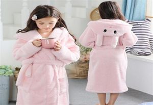 Bathrobe for girls 213Y Hooded Flannel Terry bathrobe Pink rabbit baby bathrobe with a hood for children winter russia kids 210226037237