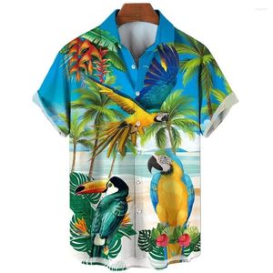 Männer Casual Hemden Sommer Hawaiian Hohe Qualität Flamingo Kurzarm Revers Übergroße Kleidung Männer Frauen Vintage Unisex Blusen Sozialen