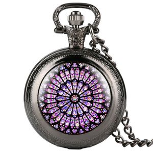 Notre Dame de Paris Cathedral Display Watches Antique Quartz Pocket Watch Necklace Chain Clock Souvenir Presents for Men Women346o