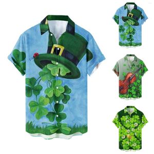 Erkek Tişörtleri Erkekler St. Patricks Günü Baskı Gündelik Bluz Gömleği Nefes Alabilir Kemez Femme Blusas Sakiller Harjauku Beach Giyim Giysileri