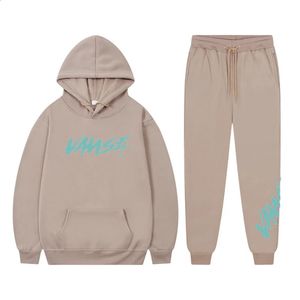 Vansft masculino agasalho 2 peças roupas em moletom marca impresso pulôver calças superiores streetwear hoodies conjunto para mulher e homem 240307