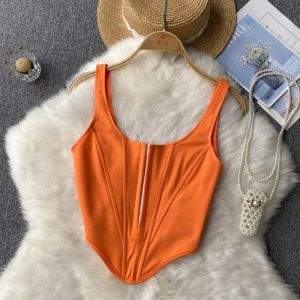 Tops Fashiony Orange Leibchen Spitze Bh Weibliche Camis Diamant Fishbone Würzig Mädchen Tank-Sleeveless Crop Top Frauen Kleiden Dropshipping