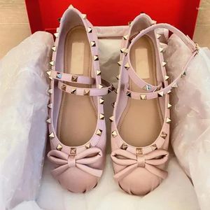 Sapatos casuais estilo francês rebites bandagem dedo do pé redondo arco feminino cetim de seda ballet plana primavera/outono apartamentos princesa meninas
