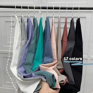 Autumn Men Tshirts Long Sleeve Loose Solid Color Drop Shoulder Tops For Unisex Korean Style 100 Cooton Male Casual Tees 240308