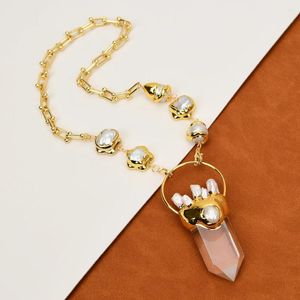 Ожерелья с подвесками, ювелирные изделия GG, 20 дюймов, культивированный белый цветок Кеши, жемчужная цепочка, ожерелье из прозрачного кварца, бива