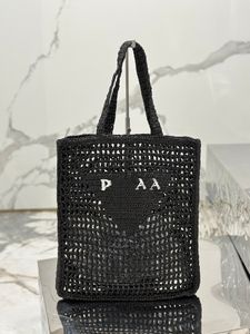 Handbag designer bag grass bag beach bag fashionable mesh hollow woven summer grass bag black apricot summer woven bag vacation bag large capacity shopping bag