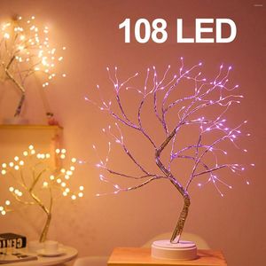 Lampy stołowe 108 LED Fairy Light Spirit Tree Odległe bonsai lampa strażacka dotyk Switch Slive Night for Bedroom Party Gift