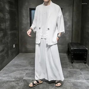 Ethnische Kleidung Sommer locker sitzender Kimono, kurze Hose, zweiteiliges Set, traditionelle japanische Strickjacke, Übergröße 5XL, Samurai-Streetwear