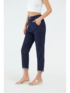 Damenjeans Damen einfarbige konische Denim-Hosen elastische Taille knöchellang Temperament schlank 2024 Frühling