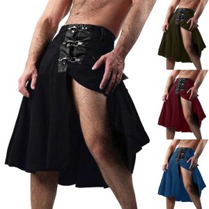 Klänningar skotska festliga kjol för män veckade kjolar vintage traditionella kostymer fickor skotska kilt casual punk rave party kjol