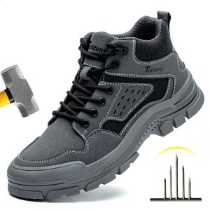 Safety Shoes Men With Steel Toe Cap Anti-smash Men Work Shoes Sneakers Light Puncture-Proof Indestructible Shoes Drop 240228