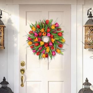 装飾的な花春の花輪正面玄関夏秋の屋外インテリアウォールまたは窓の装飾明るいチューリップ