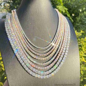 Zuanfu Gems Different Sizes Vvs Tennis Chains Necklace Lab Grown Tennis Link 925 Tennis Chain Vvs Diamond Chains