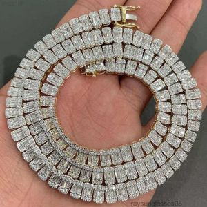 Rapper Iced Jewelry Iced Out Baguette Cut Vvs Diamond Cluster Tennis Chain 925 Silver Necklace for Men Women