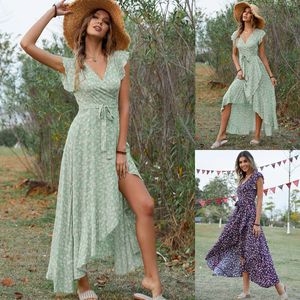 New Bohemian V-neck Strap Large Swing Vacation Dress