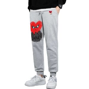 Hosen Brechen Ei Hosen Männer Frauen Baumwolle Herz Eierschale Stickerei Cartoon Splashink Druck Elastische Kordelzug Lose Beiläufige Hose