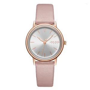 Wristwatches Julius Classic Women's Watch Japan Mov't Elegant Fashion Hours Clock Real Leather Bracelet Girl's Birthday Gift Box