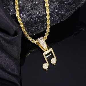 Pendant Necklaces Exquisite Musical Notation Sparkling Necklace Match 4mm Rope Chain Trendy Luxury Shiny Jewelry Daily Wear For Men And Wo